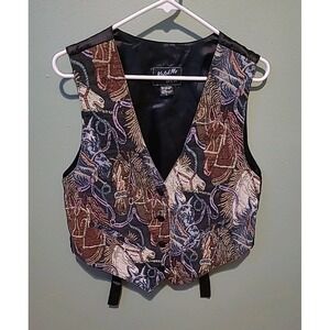 Vintage KATCH ME WEST Colorful Tapestry‎ Western Horse Vest Womens Large